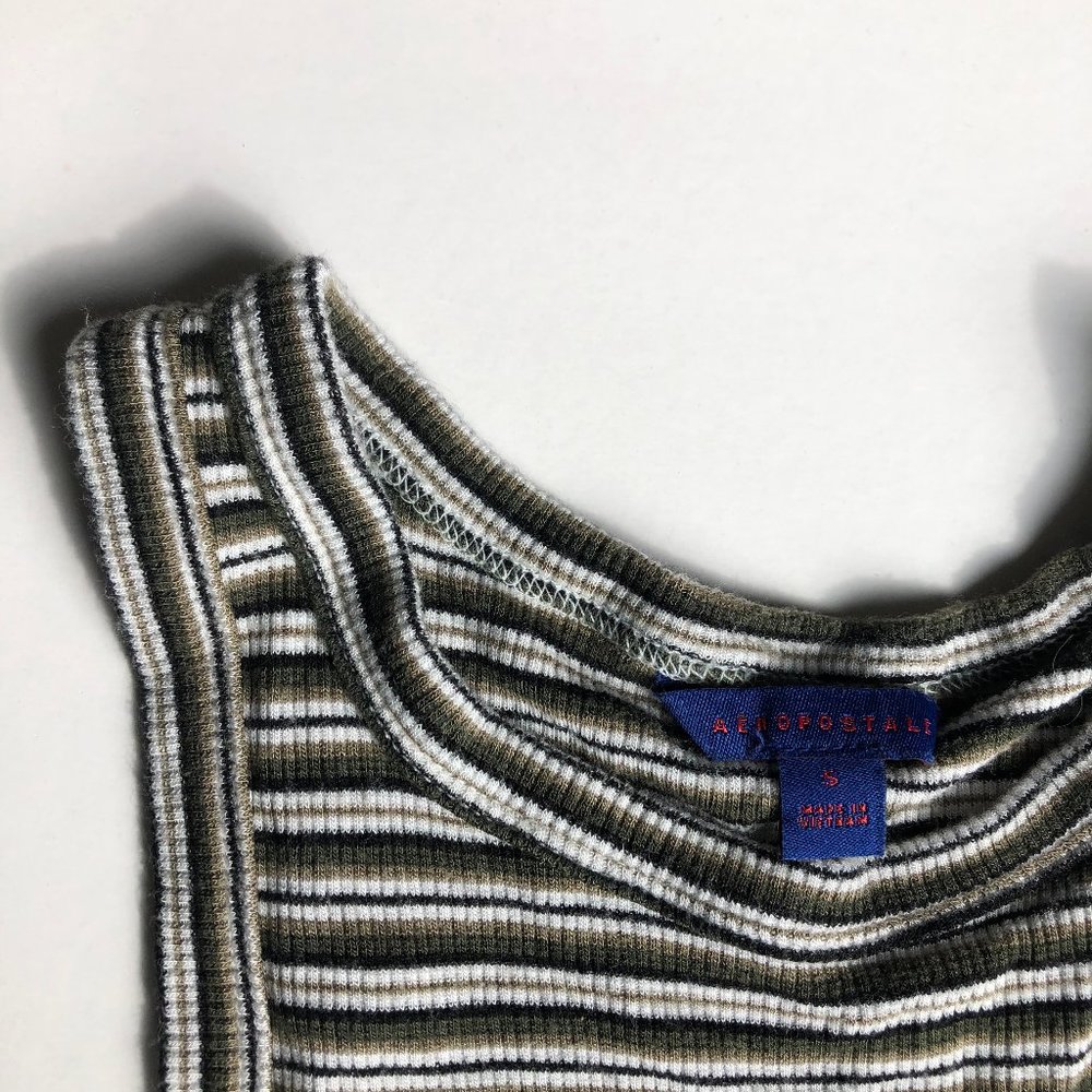 Aeropastle stripped ribbed cropped tank top